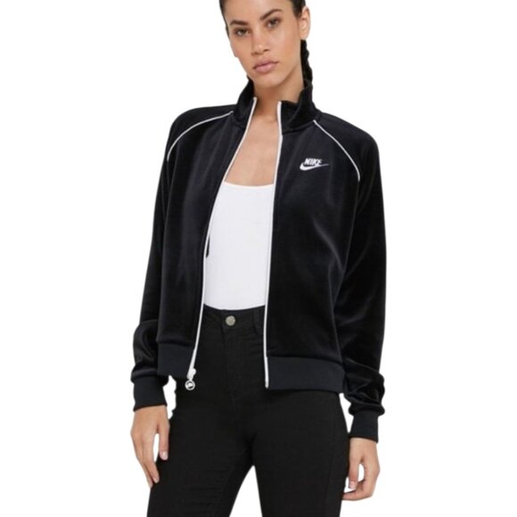 Women's NIKE Black Velour Full Zip Jacket sz XXL - Picture 2 of 8